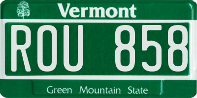 VT license plate ROU858