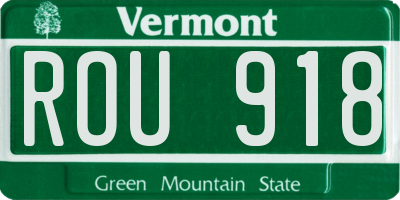 VT license plate ROU918
