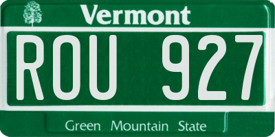VT license plate ROU927