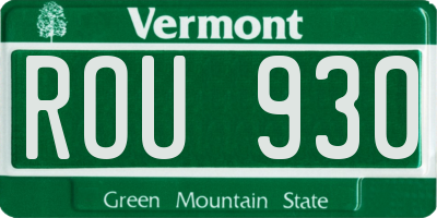 VT license plate ROU930