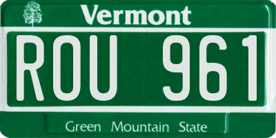 VT license plate ROU961