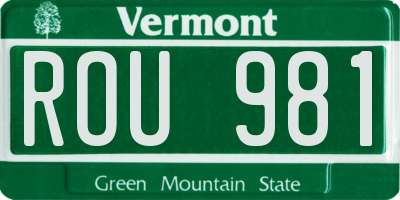 VT license plate ROU981