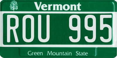 VT license plate ROU995