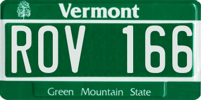 VT license plate ROV166