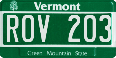 VT license plate ROV203