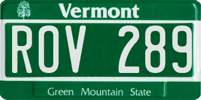 VT license plate ROV289