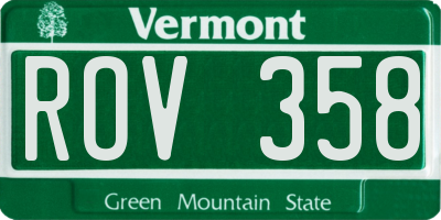 VT license plate ROV358