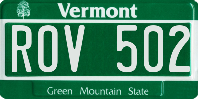 VT license plate ROV502