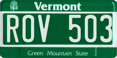 VT license plate ROV503