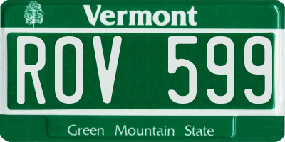VT license plate ROV599