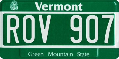 VT license plate ROV907
