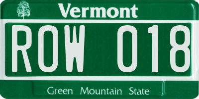 VT license plate ROW018