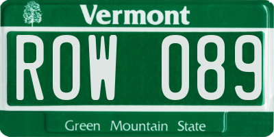 VT license plate ROW089