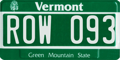 VT license plate ROW093
