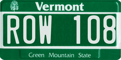 VT license plate ROW108