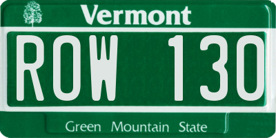 VT license plate ROW130