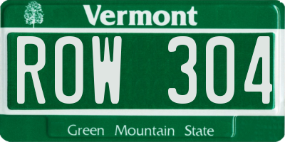 VT license plate ROW304