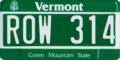 VT license plate ROW314