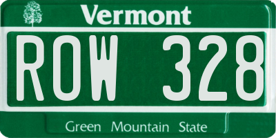 VT license plate ROW328