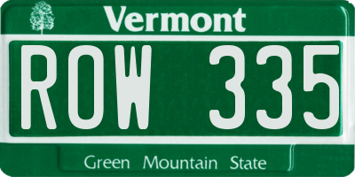 VT license plate ROW335