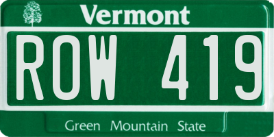 VT license plate ROW419
