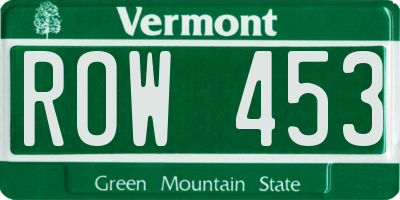VT license plate ROW453