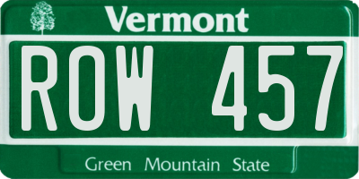 VT license plate ROW457