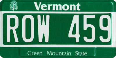 VT license plate ROW459