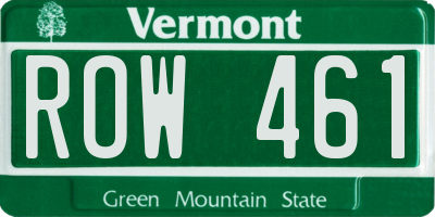 VT license plate ROW461