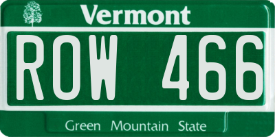 VT license plate ROW466