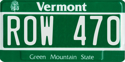 VT license plate ROW470