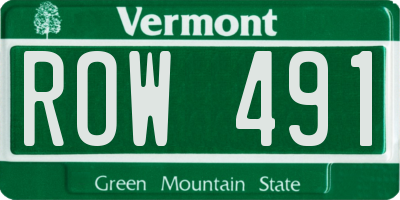 VT license plate ROW491