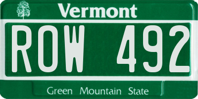 VT license plate ROW492