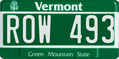 VT license plate ROW493