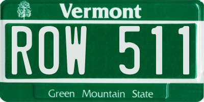 VT license plate ROW511