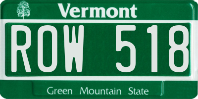 VT license plate ROW518