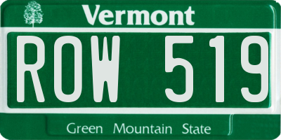VT license plate ROW519