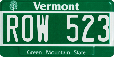 VT license plate ROW523