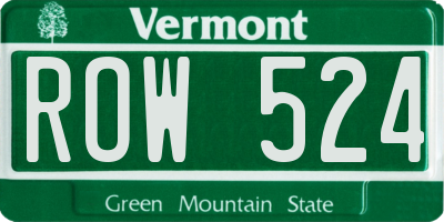 VT license plate ROW524