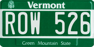 VT license plate ROW526