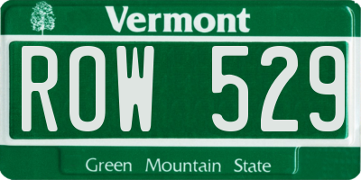 VT license plate ROW529