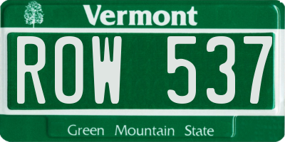 VT license plate ROW537