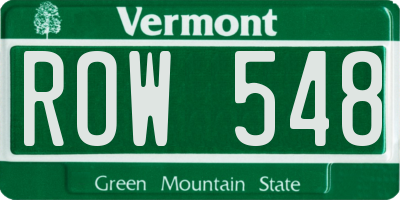 VT license plate ROW548