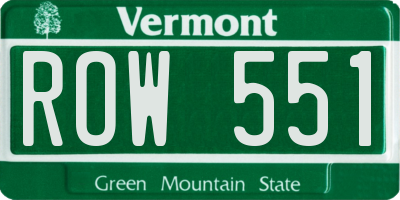 VT license plate ROW551