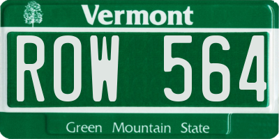 VT license plate ROW564