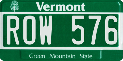 VT license plate ROW576
