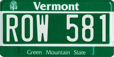 VT license plate ROW581