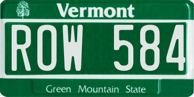 VT license plate ROW584
