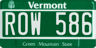 VT license plate ROW586