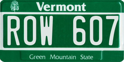 VT license plate ROW607